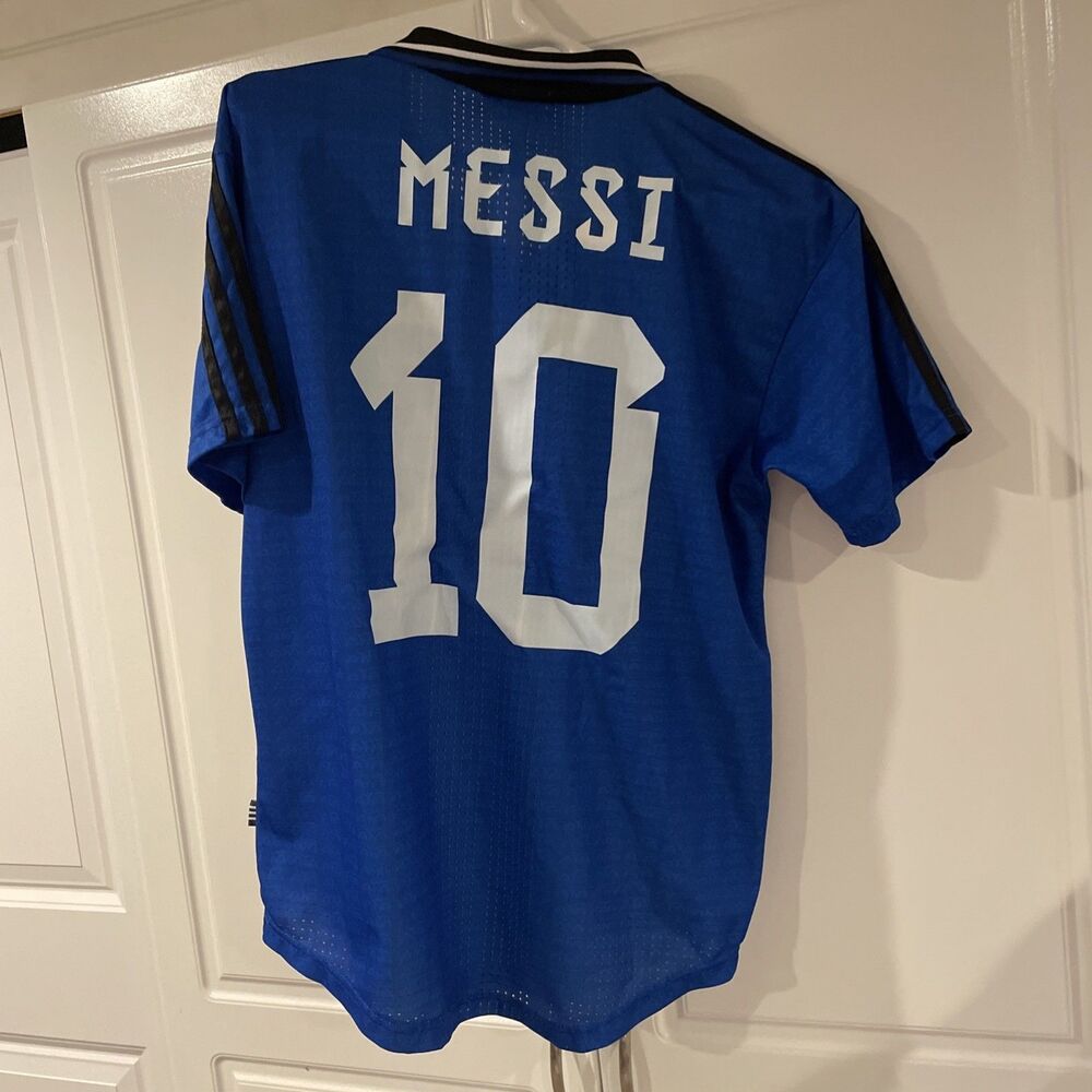 Vintage Messi 1994 Adidas Argentina Messi #10 Away Jersey Made In Argentina Blue